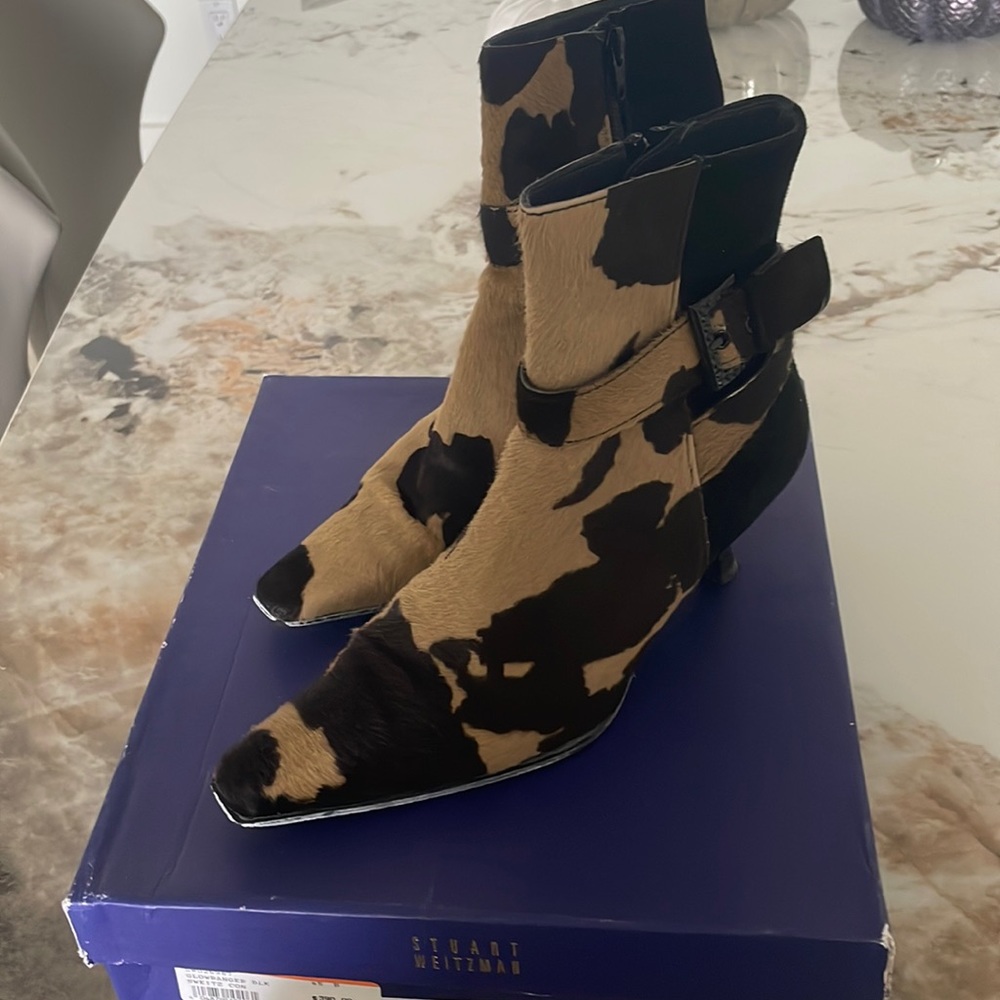 Stuart Weitzman Pony Calf Bootie With Rhinestone … - image 1